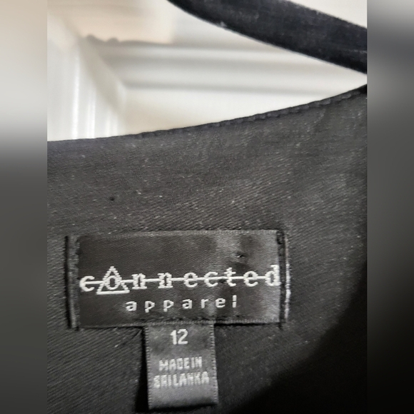 Connected Apparel Black and Blue V-Neck Sheath Dress Size 12 - Picture 3 of 3